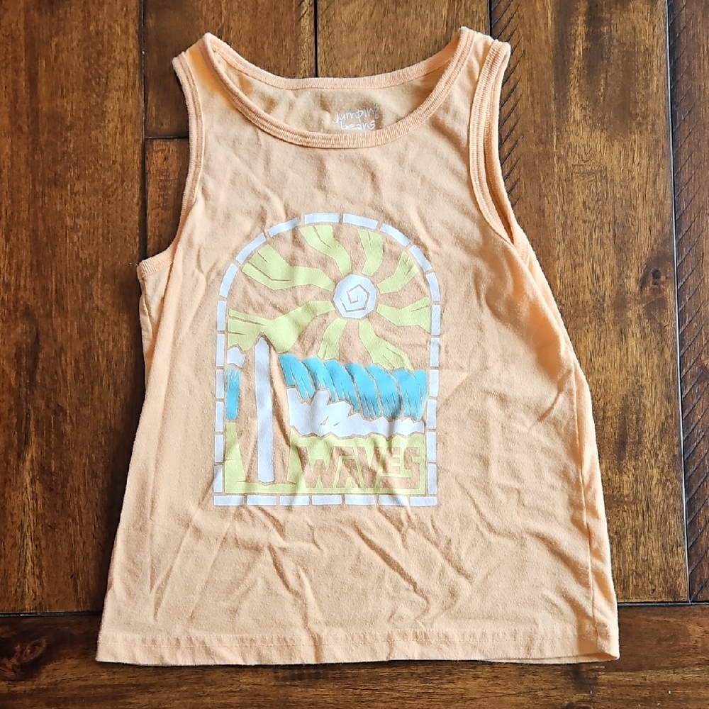 Jumping Beans Orange Tank Top with Wave Graphic